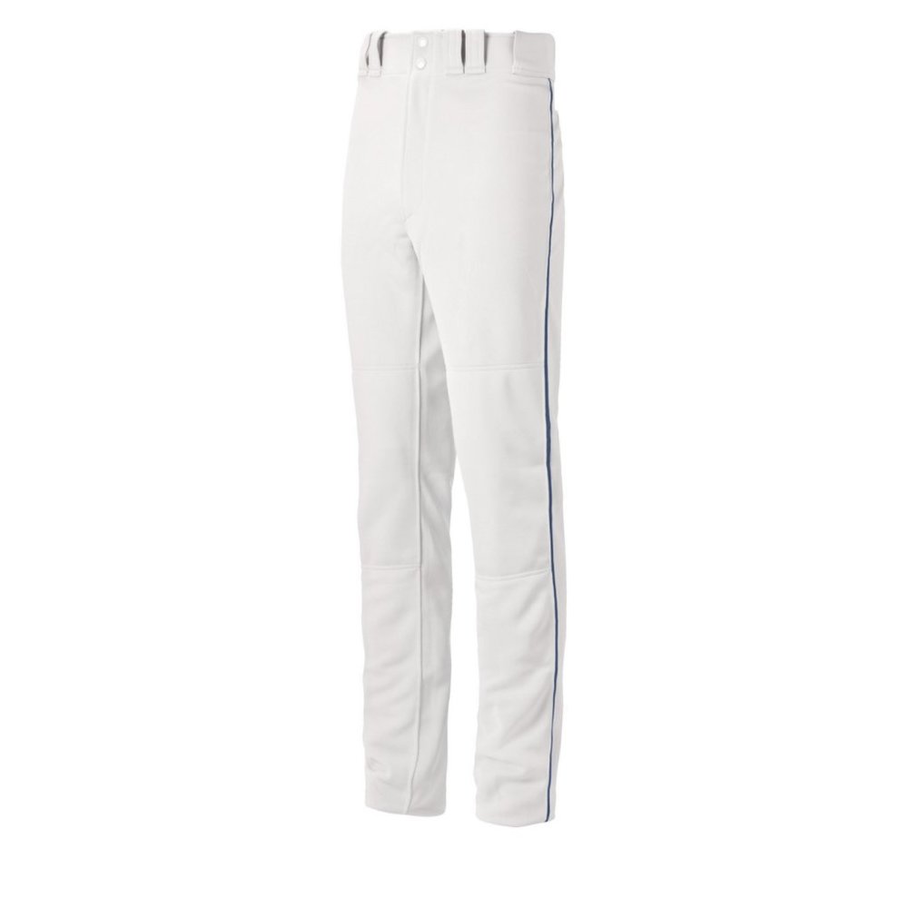 Mizuno Youth Premier Pro Piped G2 Baseball Pant XXX-Large White w/Navy Piping